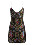 alice + olivia Tayla floral-brocade mini dress - Black