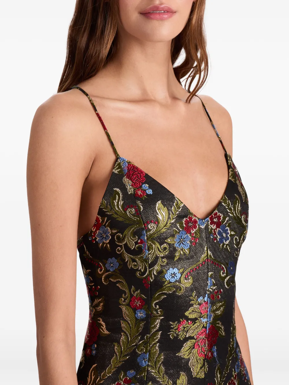 alice + olivia Tayla mini-jurk met bloemenbrokaat Zwart
