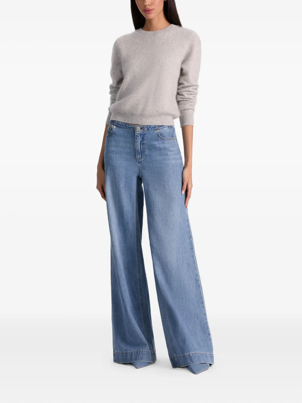 Alice And Olivia Carolee Cashmere Pullover In Gray