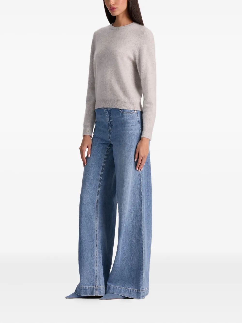 Alice And Olivia Carolee Cashmere Pullover In Gray