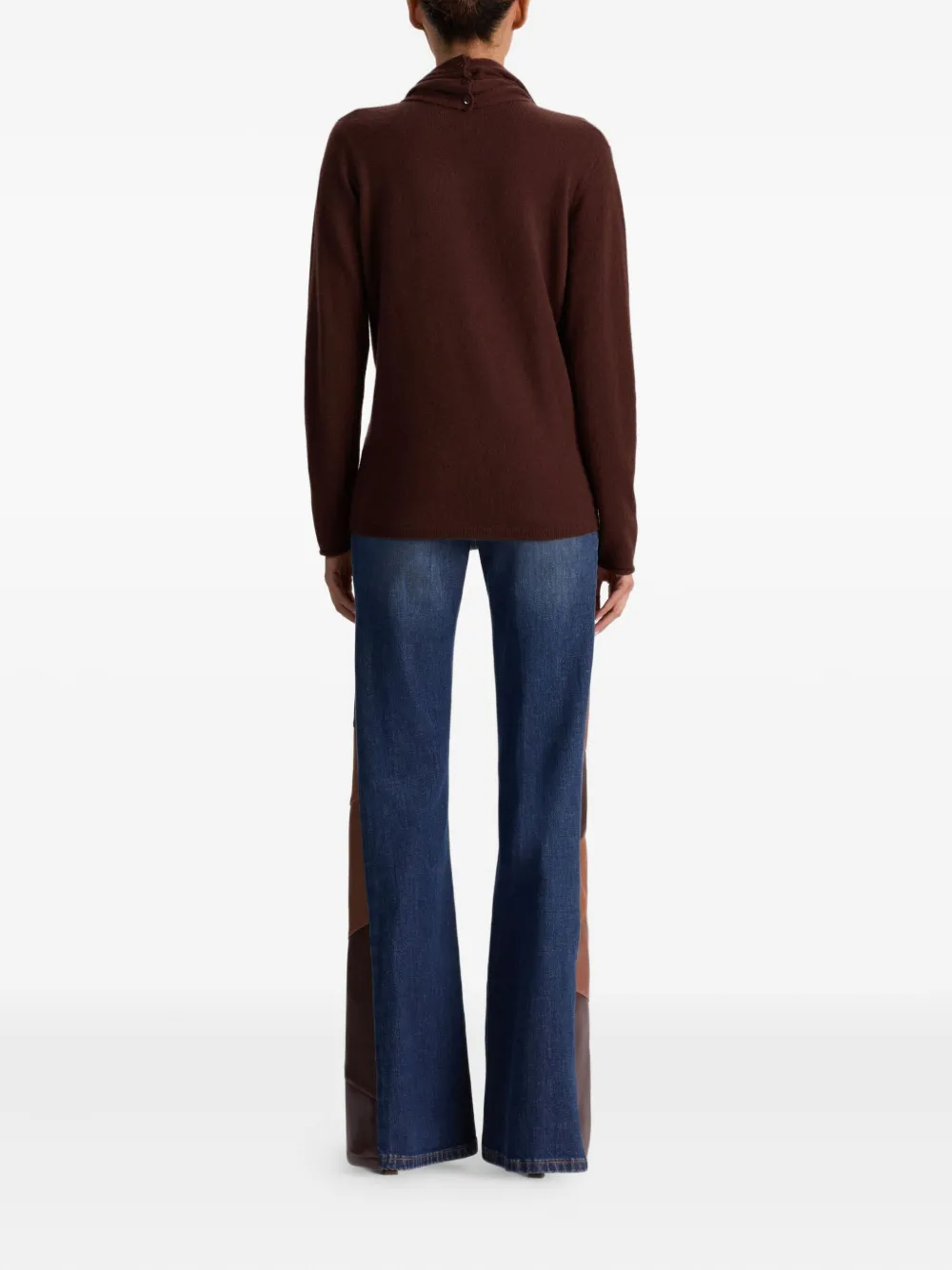 Alice And Olivia Jules Draped Cowl-neck Sweater In Brown