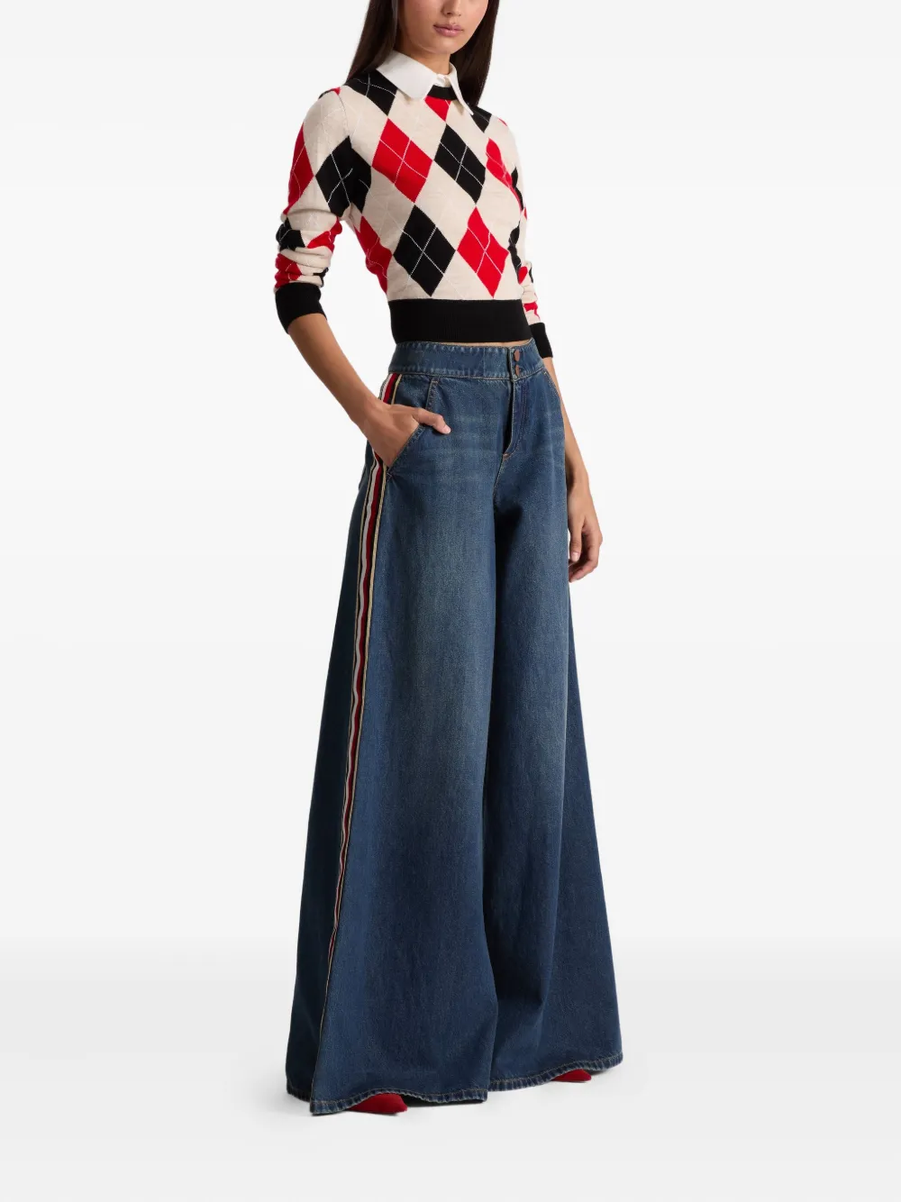 Alice And Olivia Argyle-pattern Sweater In Multi