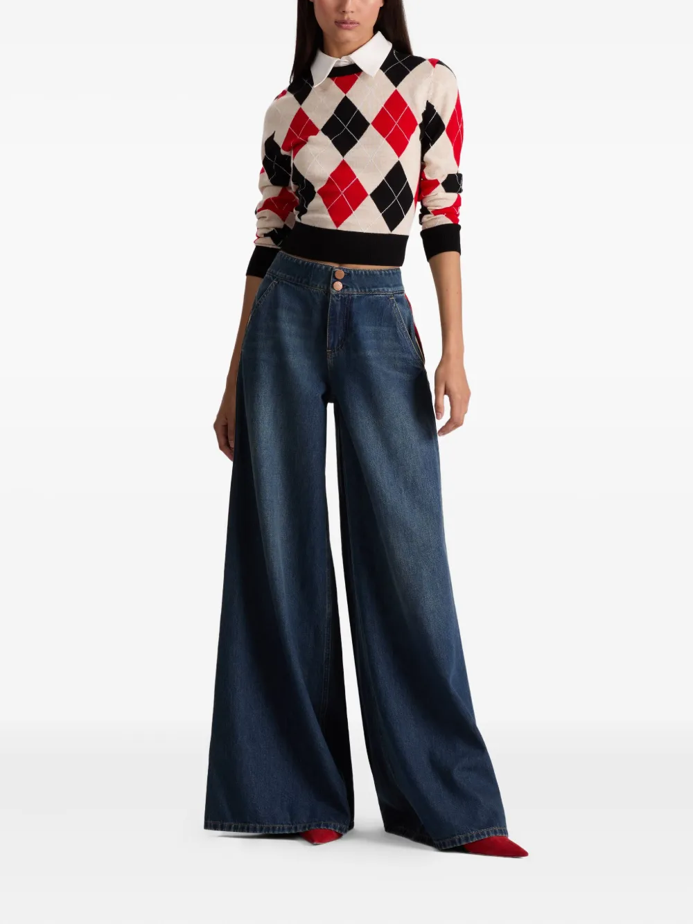 Alice And Olivia Argyle-pattern Sweater In Multi