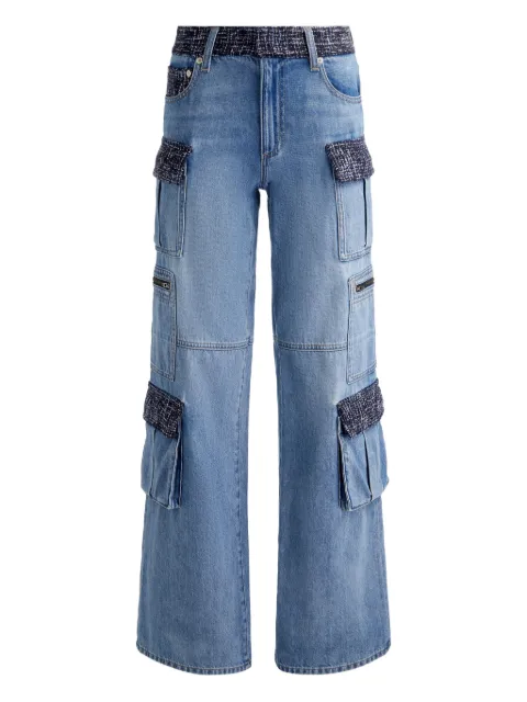 alice + olivia Cay tweed-panel cargo jeans