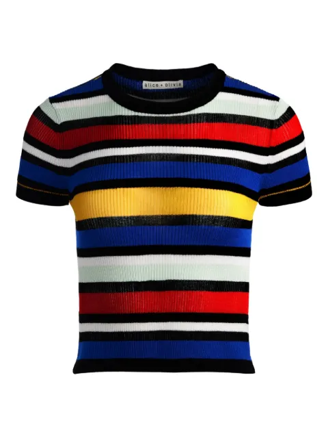 alice + olivia striped short-sleeve sweater 