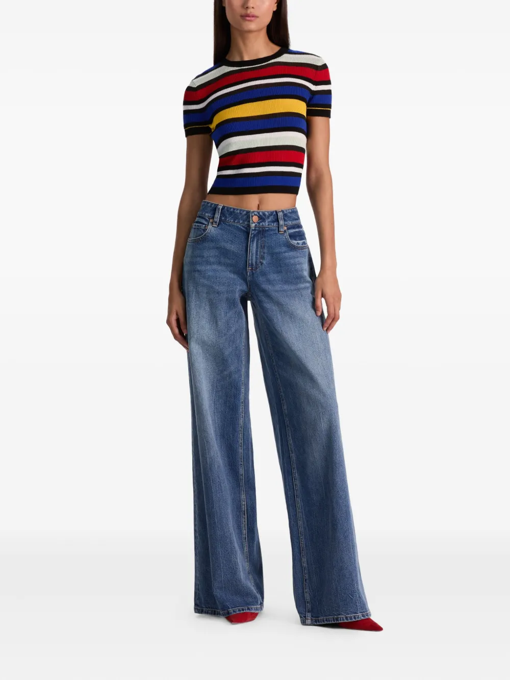 alice + olivia striped short-sleeve sweater | Knitted Sweaters | Image 2