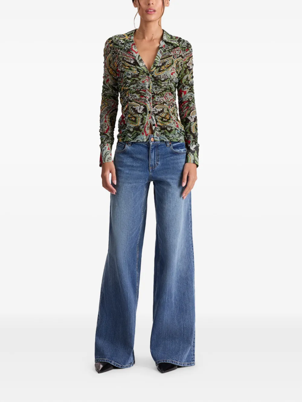 alice + olivia blusa fruncida con estampado de cachemira | Blusas | Image 2