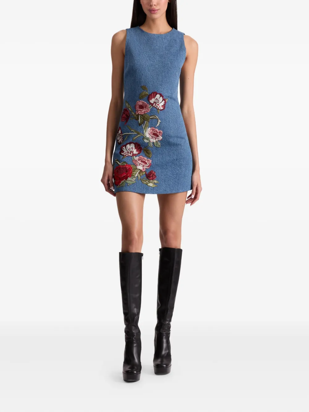 Alice + olivia Mini-jurk met geborduurde bloemen - Blauw