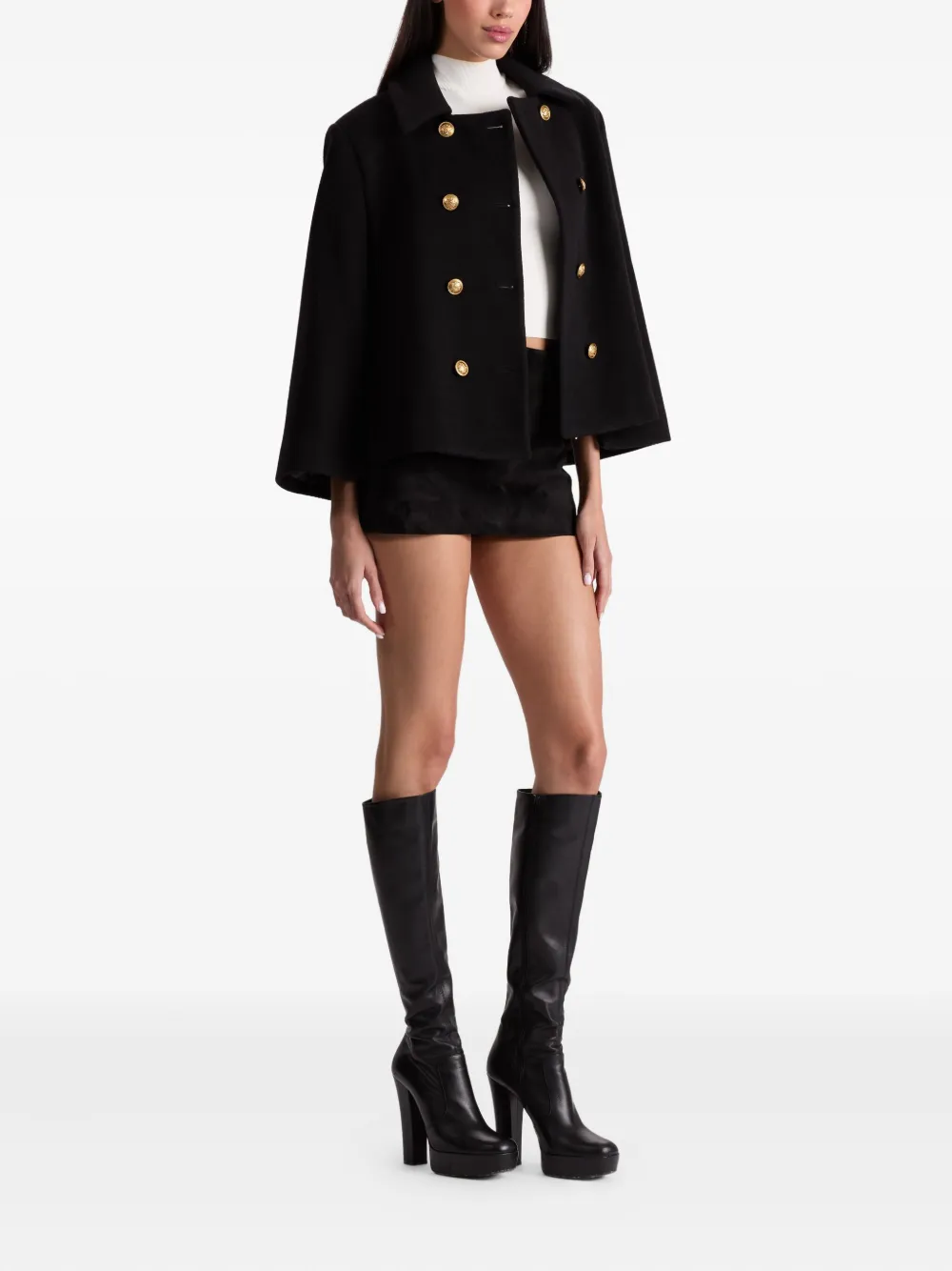 Alice And Olivia Reynalda Double-breasted Cape Coat In Black