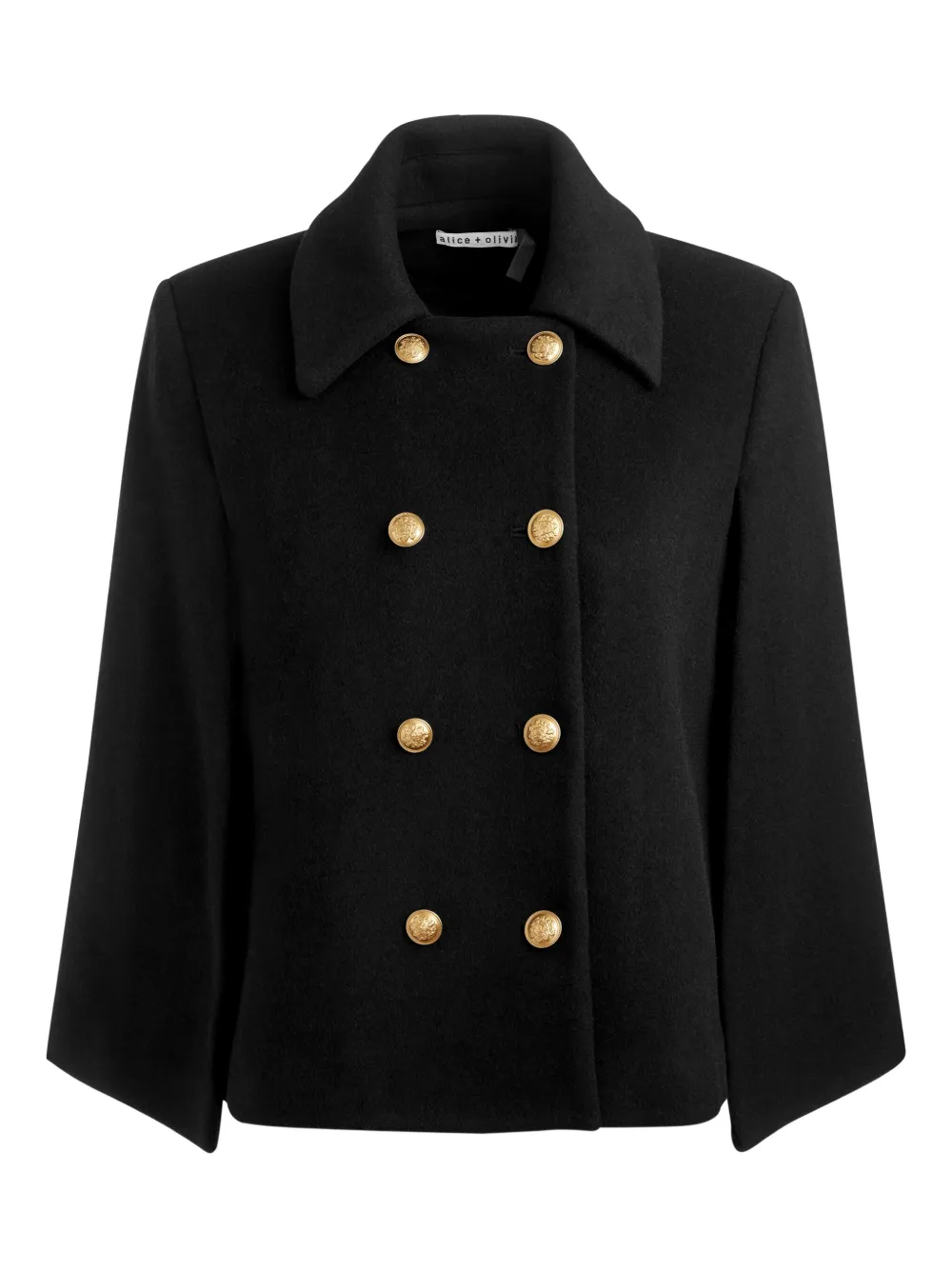 Alice And Olivia Reynalda Double-breasted Cape Coat In Black