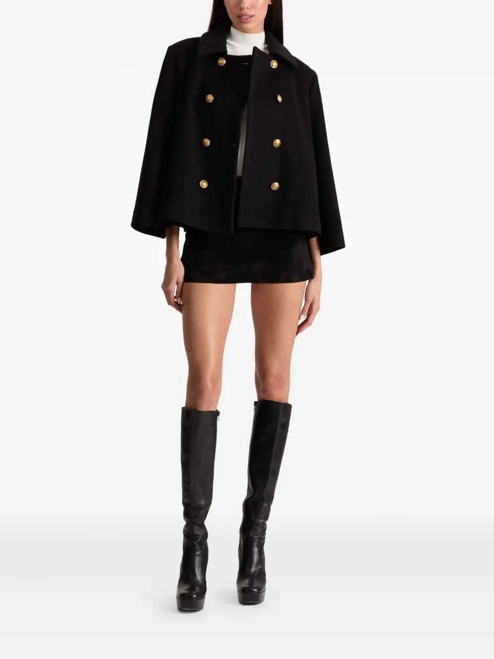 Alice And Olivia Reynalda Double-breasted Cape Coat In Black