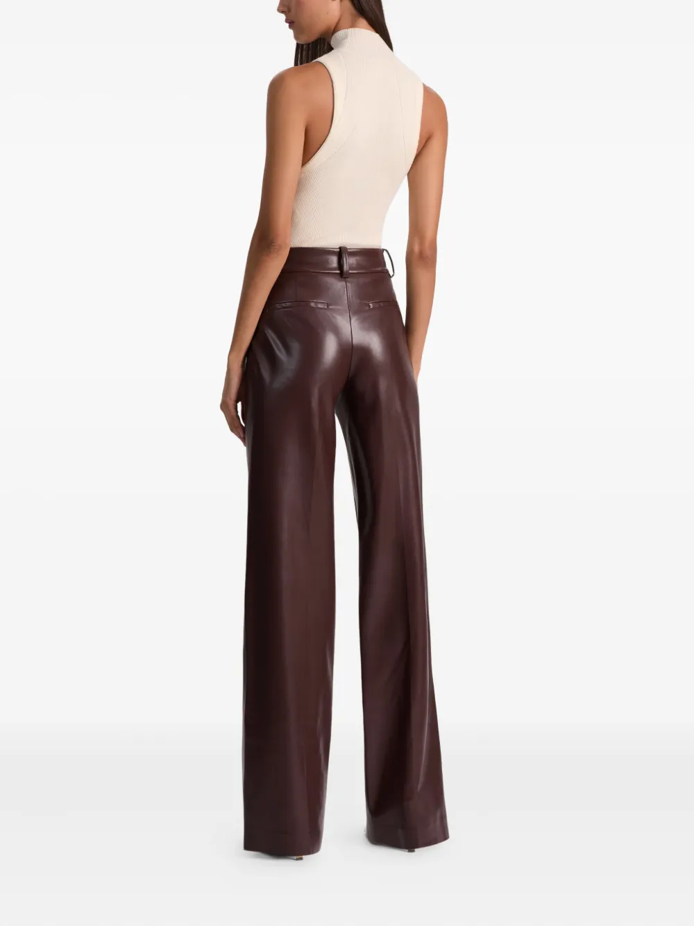 Alice And Olivia Alexander Faux-leather Trousers In Brown