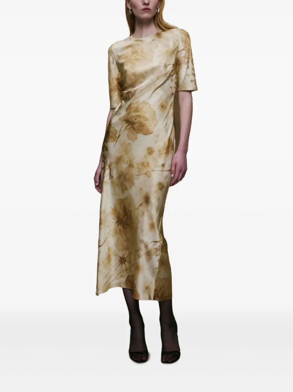 Alejandra Alonso Rojas Anna floral-print midi dress - Geel