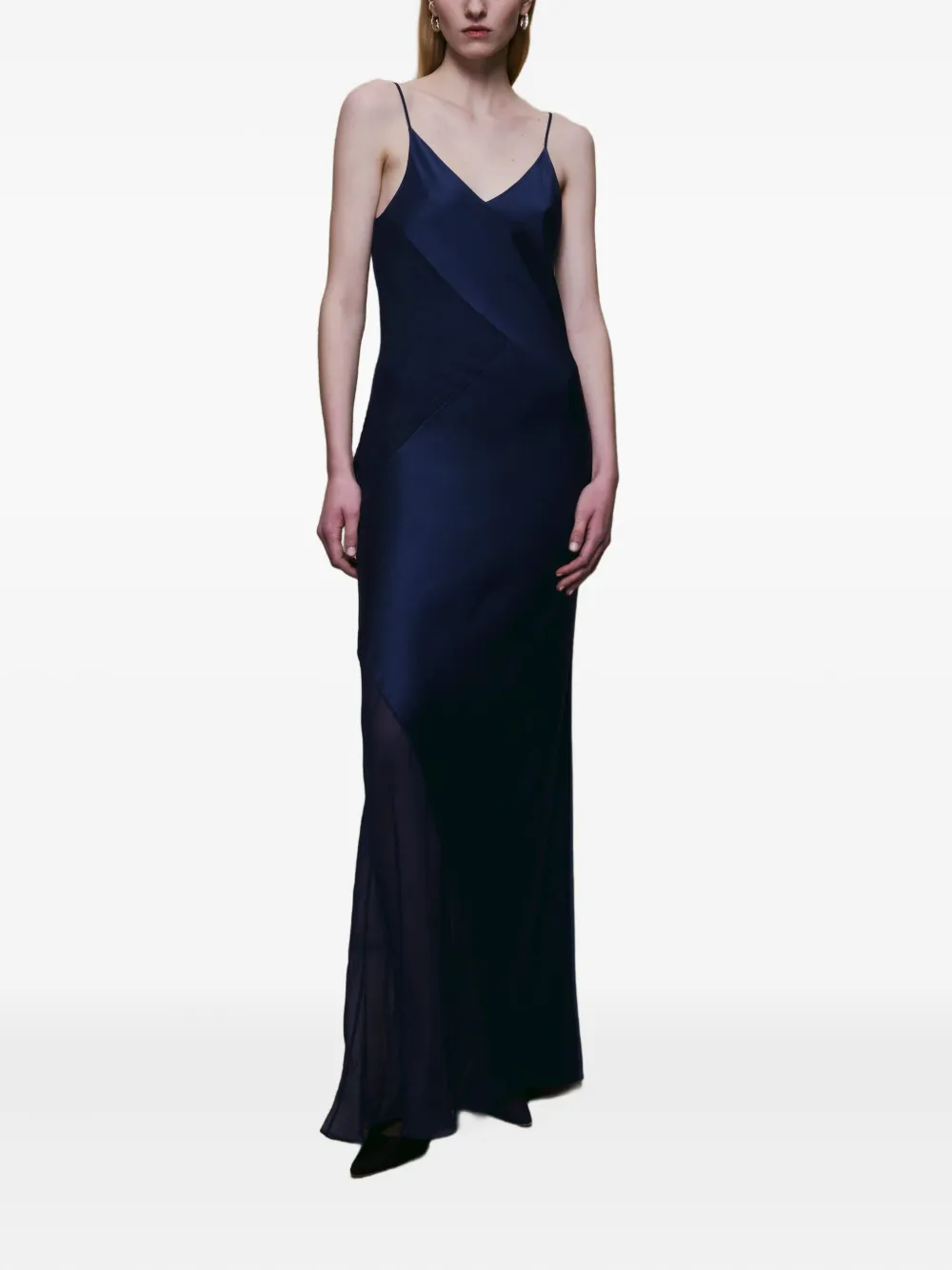 Alejandra Alonso Rojas Diana maxi-jurk met satijnen vlakken Blauw