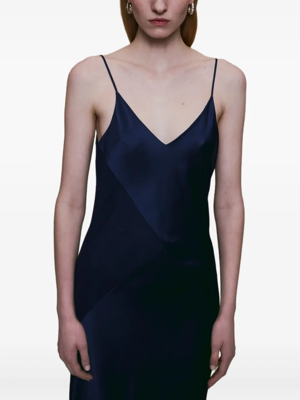 Alejandra Alonso Rojas Diana maxi-jurk met satijnen vlakken Blauw