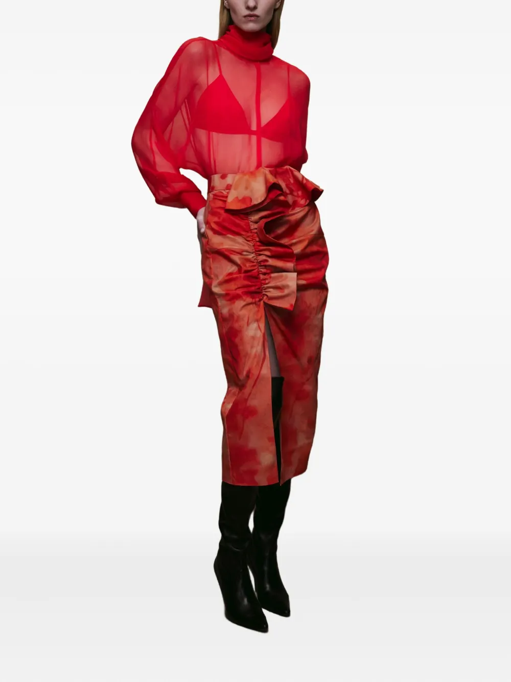 Alejandra Alonso Rojas turtleneck tie blouse - Rood
