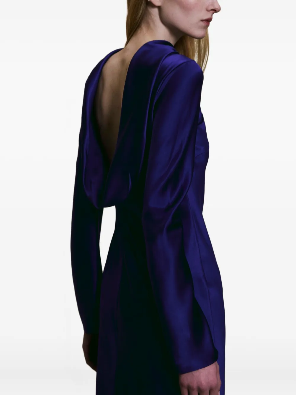 Alejandra Alonso Rojas Satijnen midi-jurk met open rug Blauw