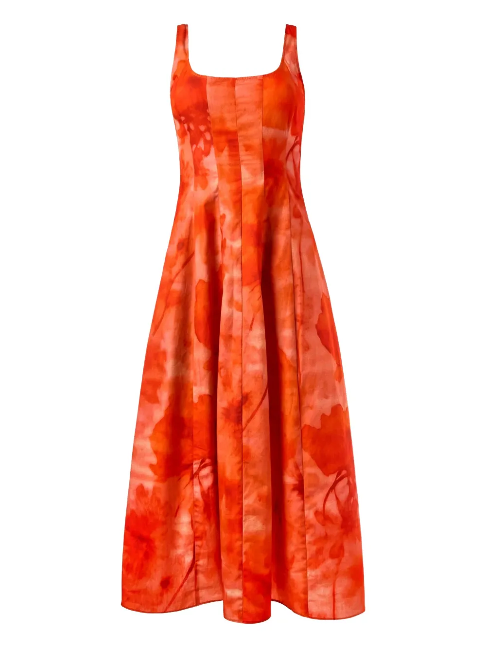 Alejandra Alonso Rojas darted-seams print midi dress - レッド Alejandra Alonso Rojas darted-seams print midi dress - レッド