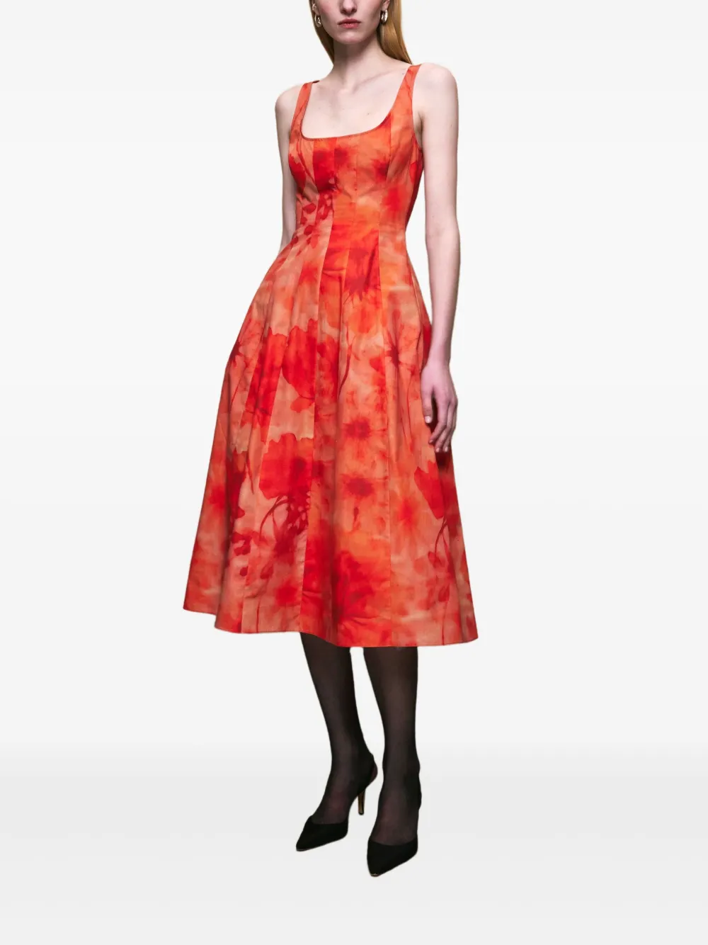 Alejandra Alonso Rojas darted-seams print midi dress - Rood