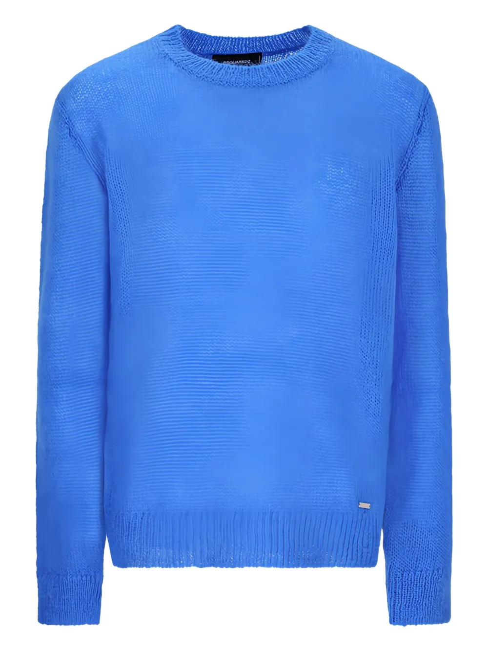 Dsquared2 Mohair Blend Crew Neck Long Sleeve Sweater In Blue