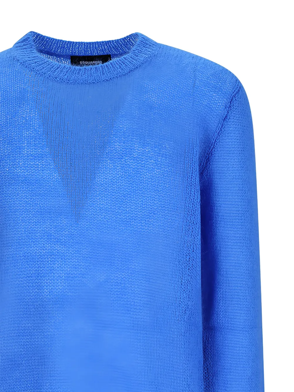 Dsquared2 Mohair Blend Crew Neck Long Sleeve Sweater In Blue