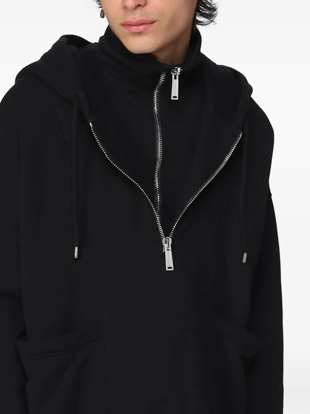 DSQUARED2 Sweater met capuchon en halve rits Zwart