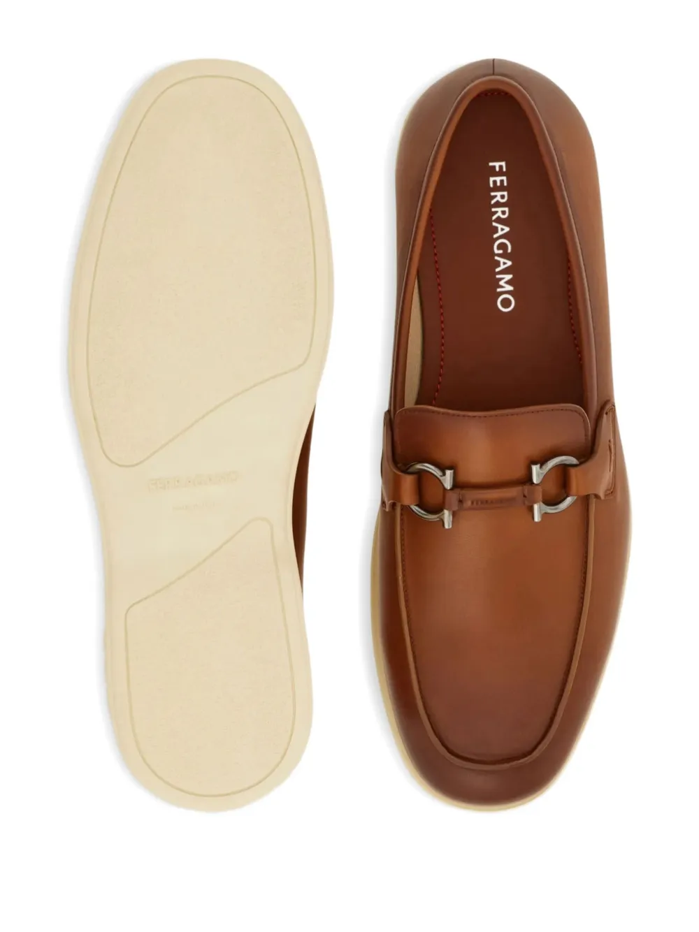 Ferragamo Gancini-detail loafers Brown