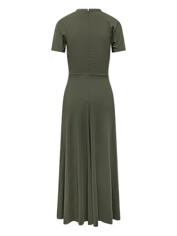 victoria beckham green midi dress VICTORIA BECKHAM Paneled crepe midi dress