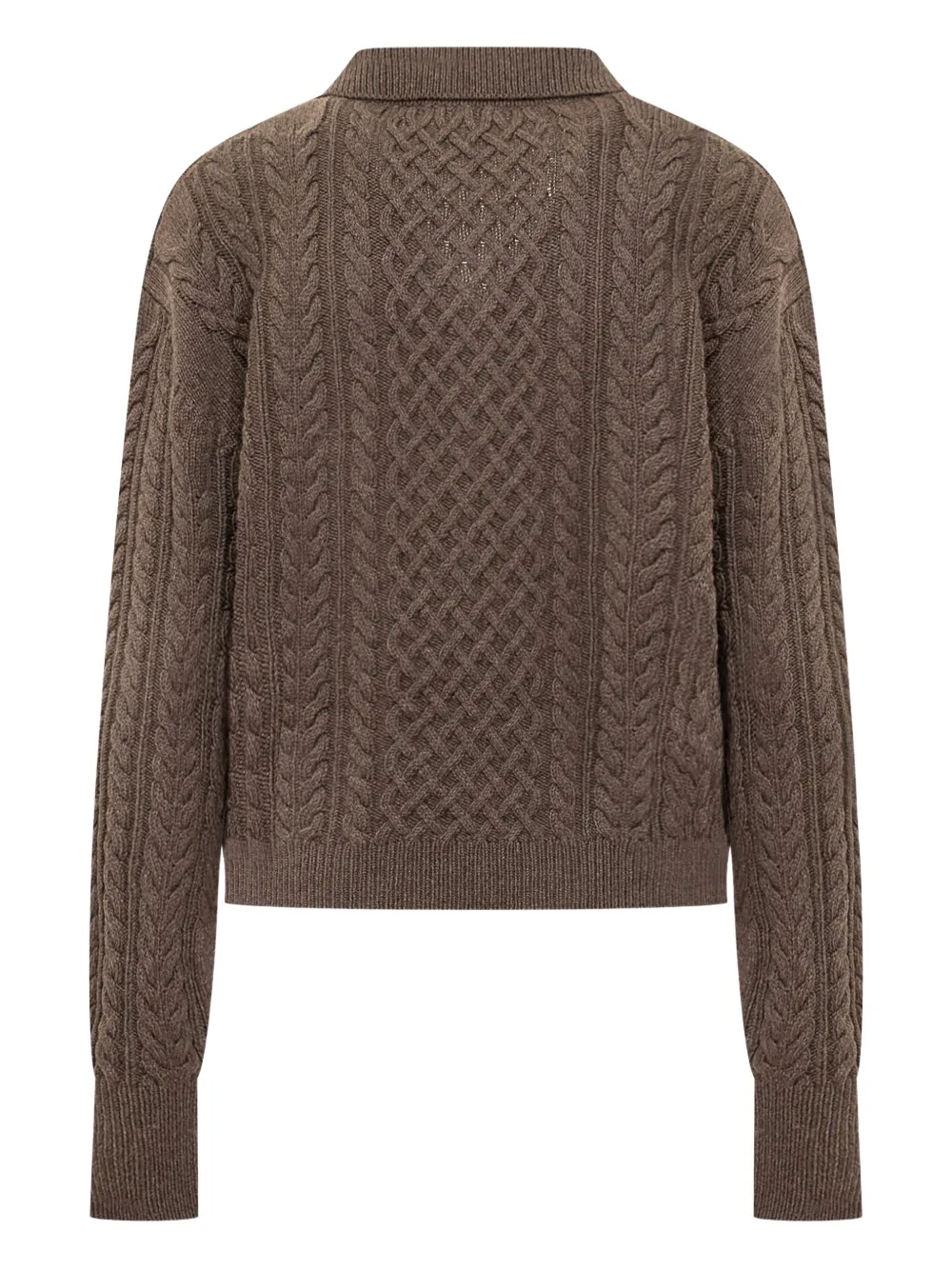 DES PHEMMES cable-knit embellished polo-neck top - Bruin