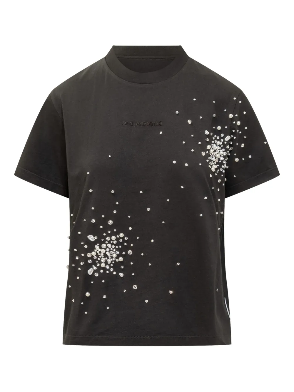 DES PHEMMES embellished pearl T-shirt | Black | Image 1