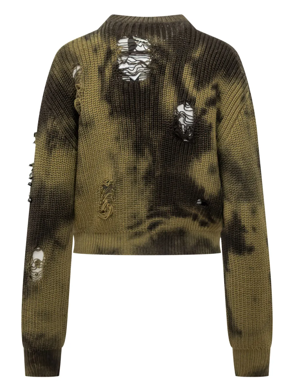 DES PHEMMES embellished distressed knit Groen