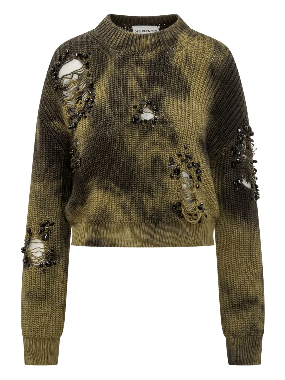 DES PHEMMES embellished distressed knit | Green | Image 1