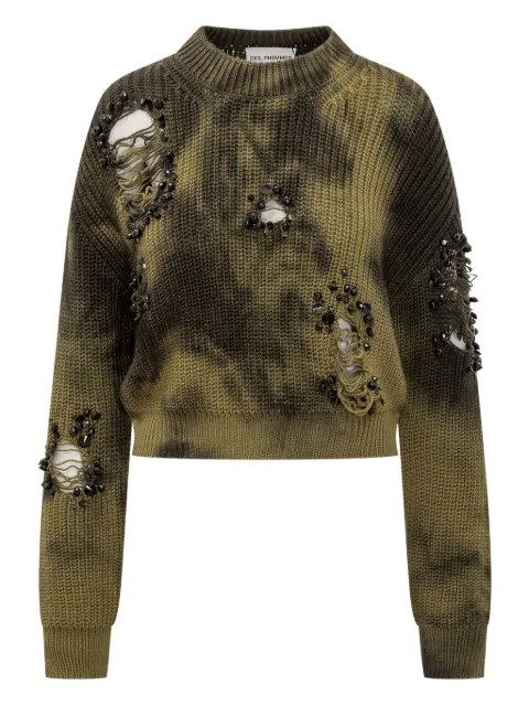 DES PHEMMES embellished distressed knit