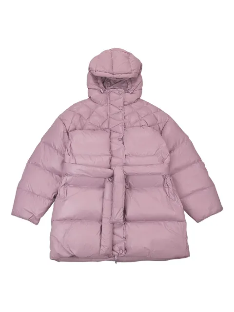 Callipygian belted puffer jacket