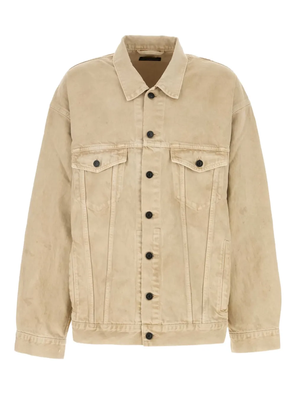 Balenciaga logo-embroidered denim jacket Beige