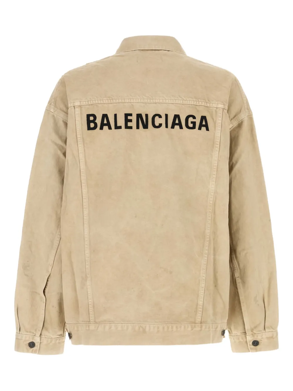Balenciaga logo-embroidered denim jacket Beige