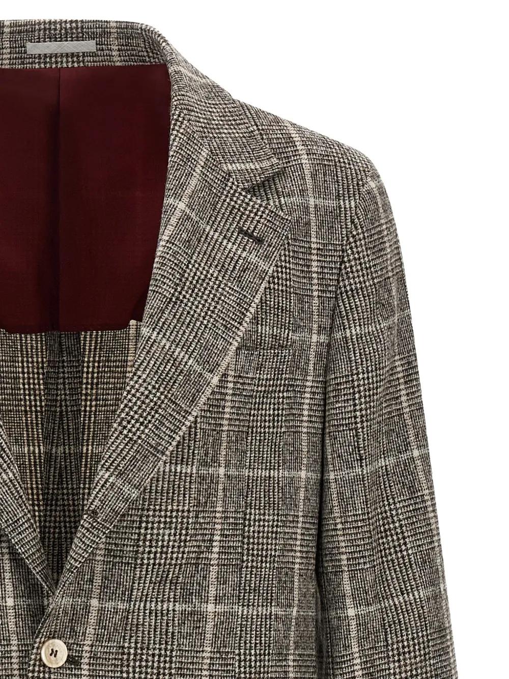 Brunello Cucinelli Cavallo Prince Of Wales-check Blazer In Gray