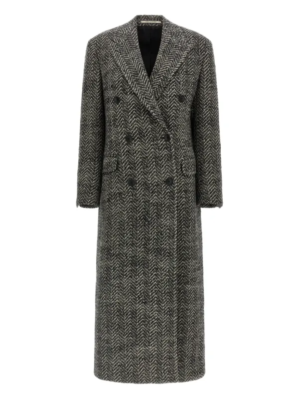 TAGLIATORE ダブルブレスト ヘリンボーンコート Tagliatore ヘリンボーン ダブルコート | ブラック | FARFETCH JP