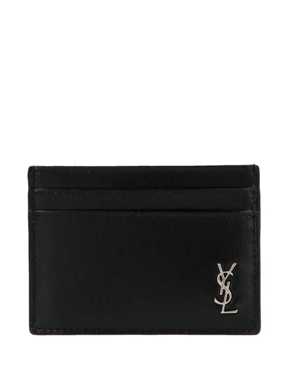 Saint Laurent Cassandre Leather Card Holder In Black