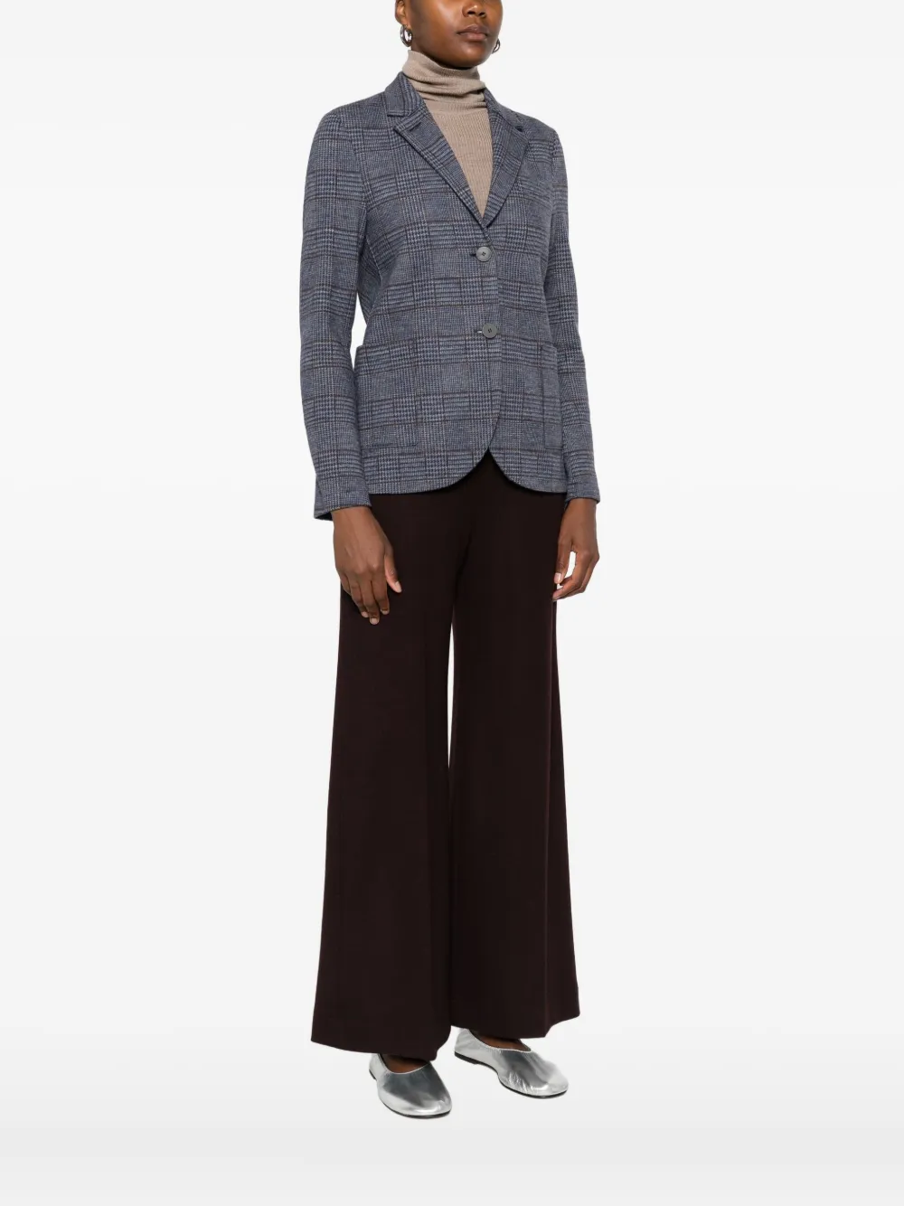 Harris Wharf London Button Check Blazer In Blue