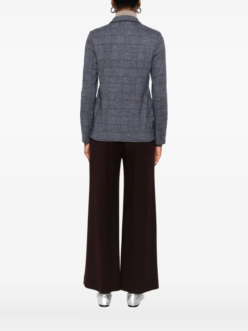 Harris Wharf London Button Check Blazer In Blue