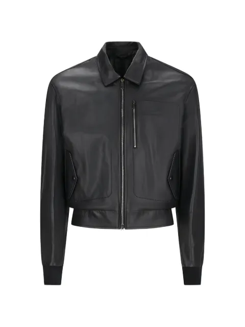 Desa 1972 zipped leather bomber jacket