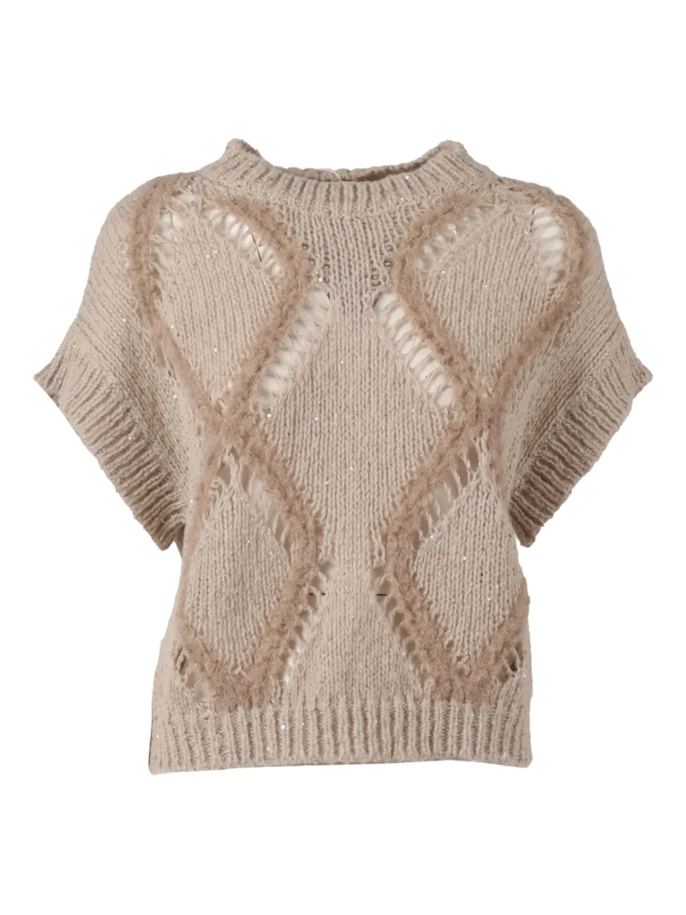 Antonelli Crew Neck Short-sleeved Sweater In Neutral
