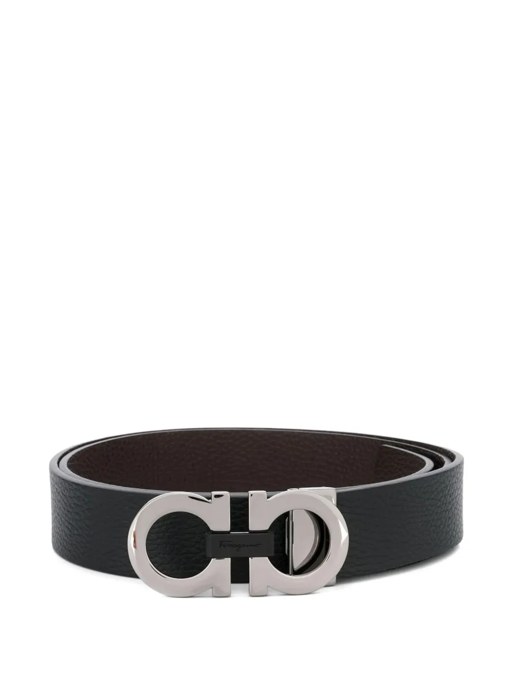Ferragamo Leren riem met gancini-gesp Zwart
