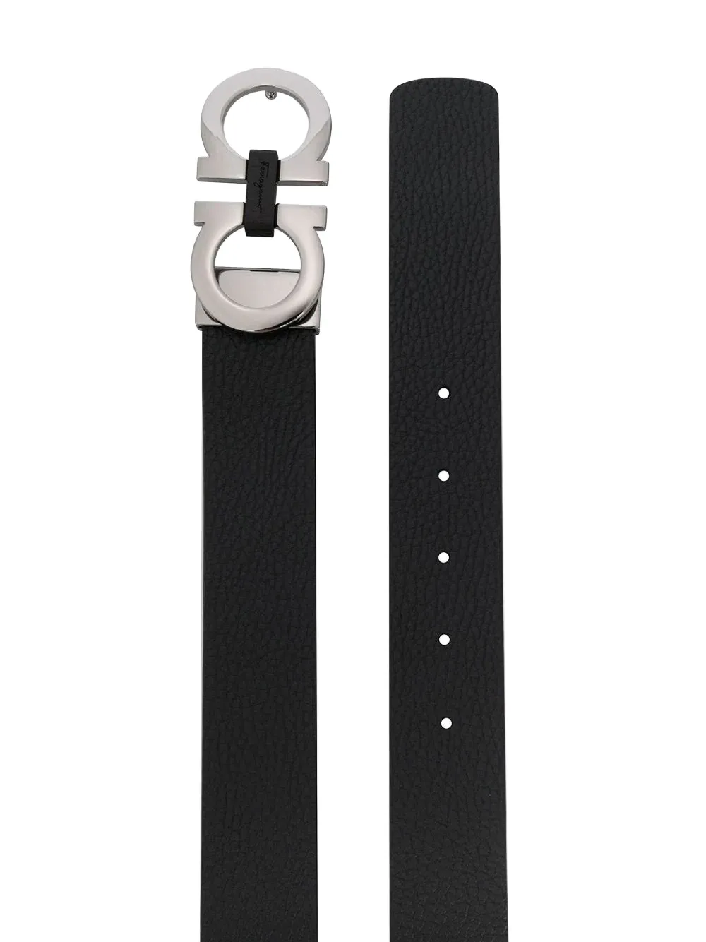 Ferragamo Gancini-buckle leather belt - Zwart