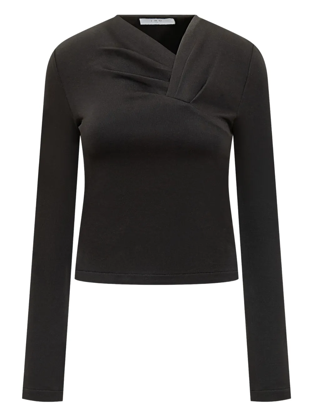 IRO Mala draped-neckline long-sleeve top Zwart