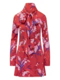 DES PHEMMES floral-print tie-neck mini dress - Red