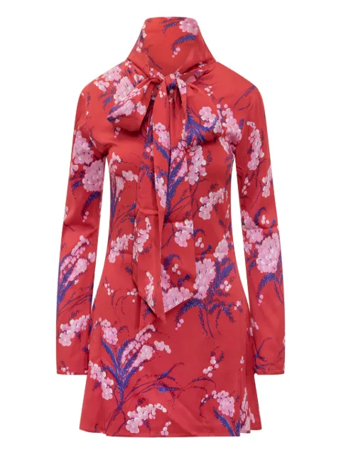 DES PHEMMES floral-print tie-neck mini dress