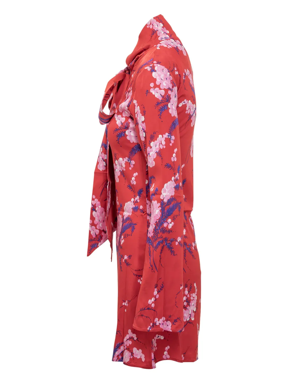 DES PHEMMES floral-print tie-neck mini dress - Rood