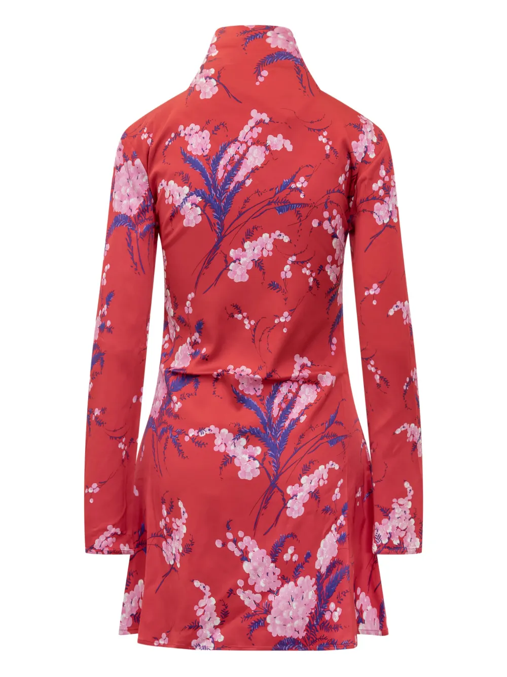 DES PHEMMES floral-print tie-neck mini dress Rood